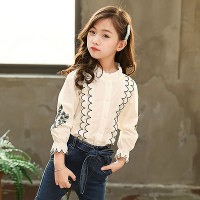 Cămașă elegantă pentru copii alb cu broderie