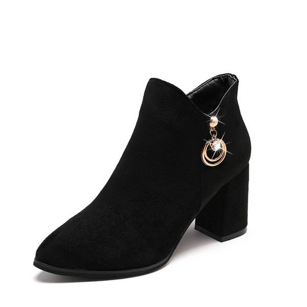 Cizme de damă elegante cu toc gros - două culori