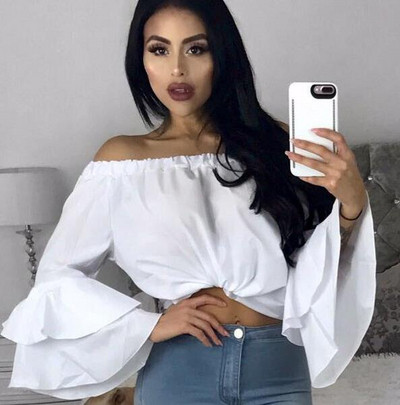 Κομψή γυναικεία μπλούζα με μανίκι λωτού σε διάφορα χρώματα