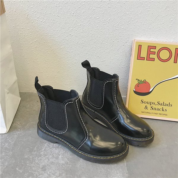 Cizme casual de dama fara sireturi in negru