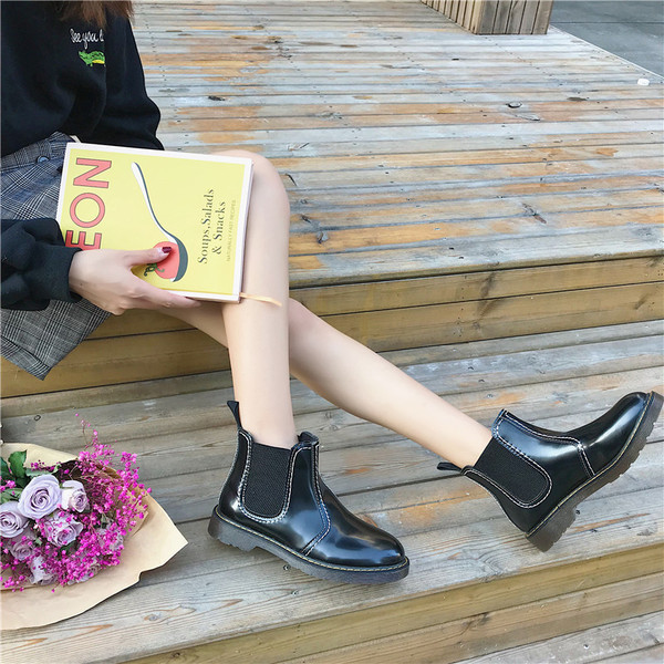 Cizme casual de dama fara sireturi in negru