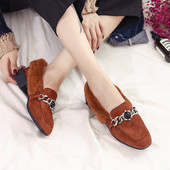 Mocasini casual de dama cu puf in maro, gri si negru