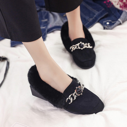 Mocasini casual de dama cu puf in maro, gri si negru