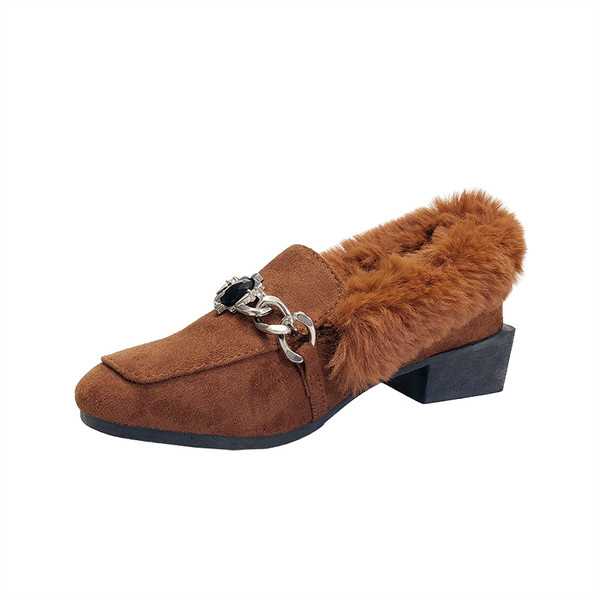 Mocasini casual de dama cu puf in maro, gri si negru