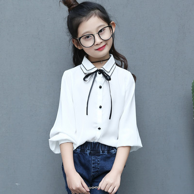 Κομψό παιδικό πουκάμισο με κορδέλα σε λευκό και κόκκινο χρώμα