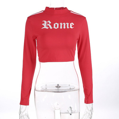 Αθλητική-casual γυναικεία μπλούζα σύντομο μοτίβο με κόκκινο χρώμα