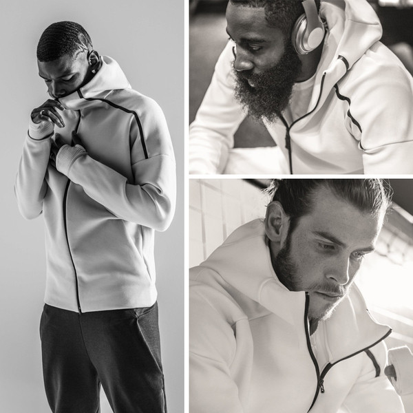 Hanorac simplu pentru bărbați, alb-negru, cu guler înalt