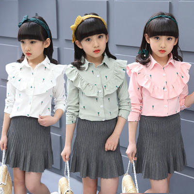 Модерна детска риза за момичета в три цвята