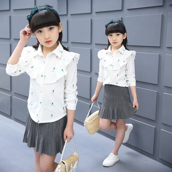 Cămașă modernă pentru copii pentru fete în trei culori