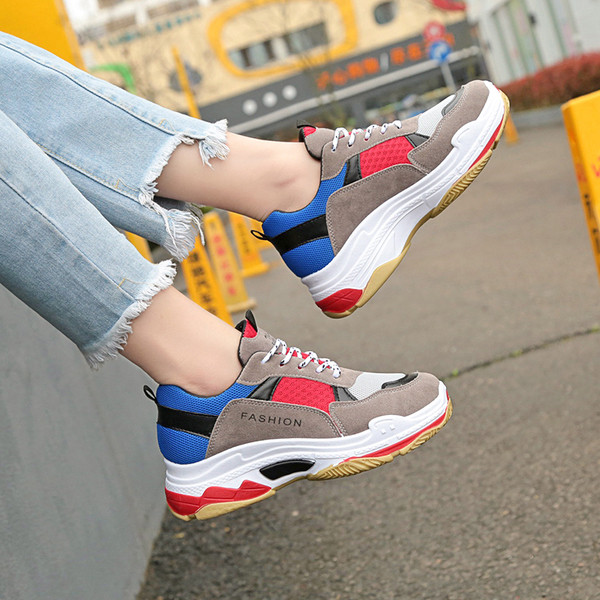 Adidasi moderni de dama cu talpa inalta - trei culori