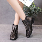 Ghete de dama moderne cu sireturi si fermoar in doua culori