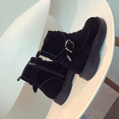 Cizme casual dama din piele ecologica cu sireturi si bareta - doua culori