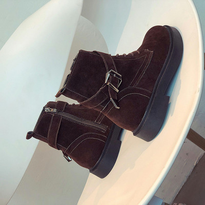 Cizme casual dama din piele ecologica cu sireturi si bareta - doua culori