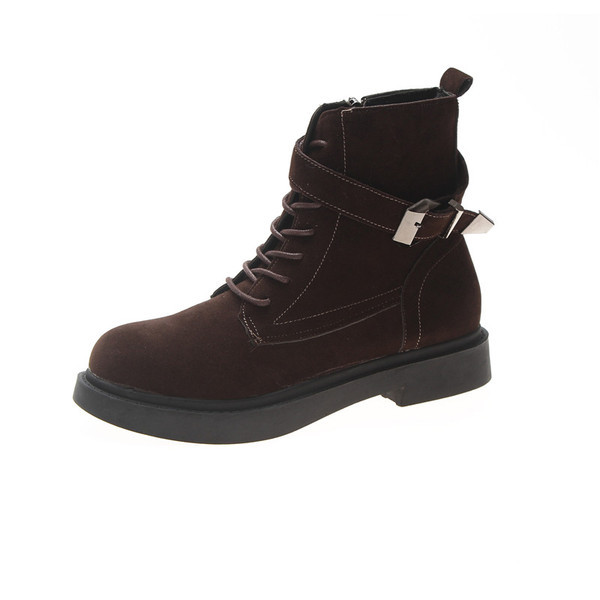 Cizme casual dama din piele ecologica cu sireturi si bareta - doua culori