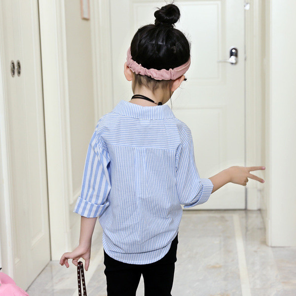 Παιδικό ριγέ πουκάμισο σε μπλε και ροζ χρώμα με επιγραφή