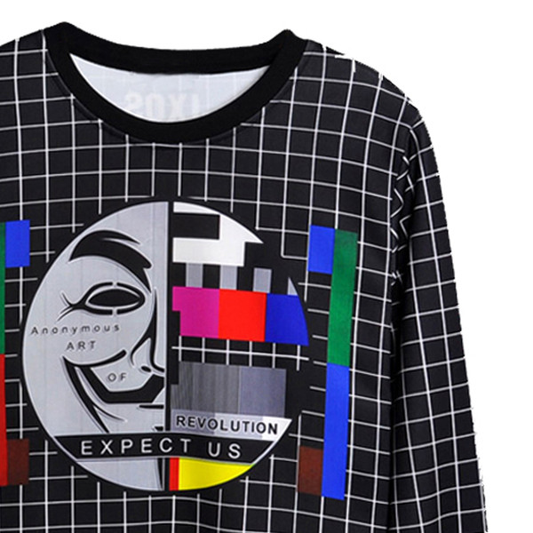 Мъжка блуза в тъмен цвят с щампа