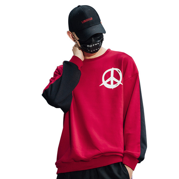 Bluză bărbătească în două culori cu guler în formă de O și inscripție