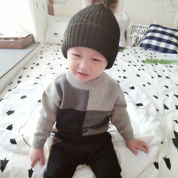 Pulover de iarna modern pentru baieti in gri