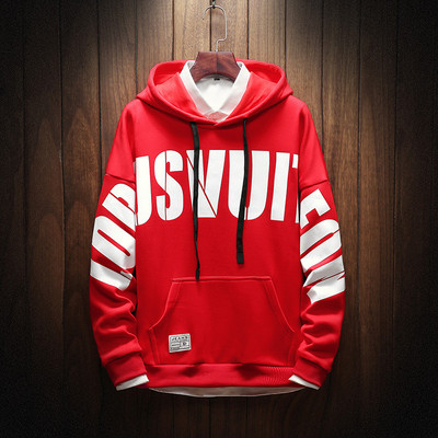 Ανδρικό φούτερ σε διάφορα χρώματα με επιγραφή και μπροστινή τσέπη