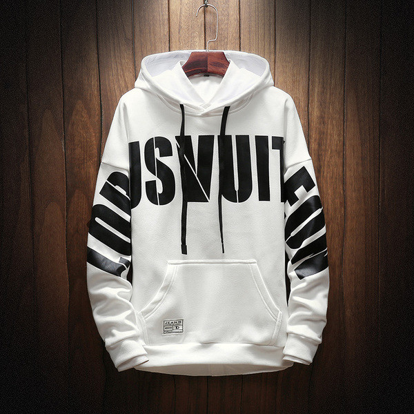 Ανδρικό φούτερ σε διάφορα χρώματα με επιγραφή και μπροστινή τσέπη