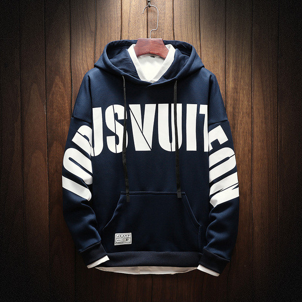 Ανδρικό φούτερ σε διάφορα χρώματα με επιγραφή και μπροστινή τσέπη