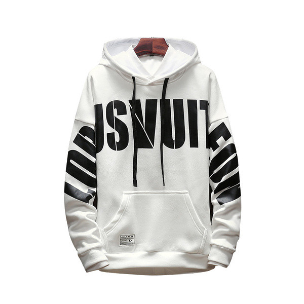 Ανδρικό φούτερ σε διάφορα χρώματα με επιγραφή και μπροστινή τσέπη