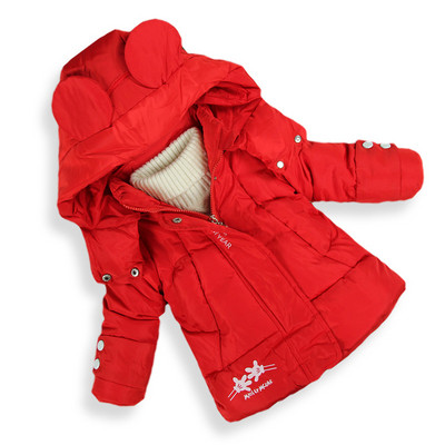 Зимно детско яке за момичета с 3D елемент на качулката - три цвята