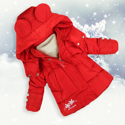 Geaca de iarna pentru copii pentru fete cu element 3D pe gluga - trei culori