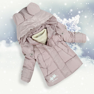 Geaca de iarna pentru copii pentru fete cu element 3D pe gluga - trei culori