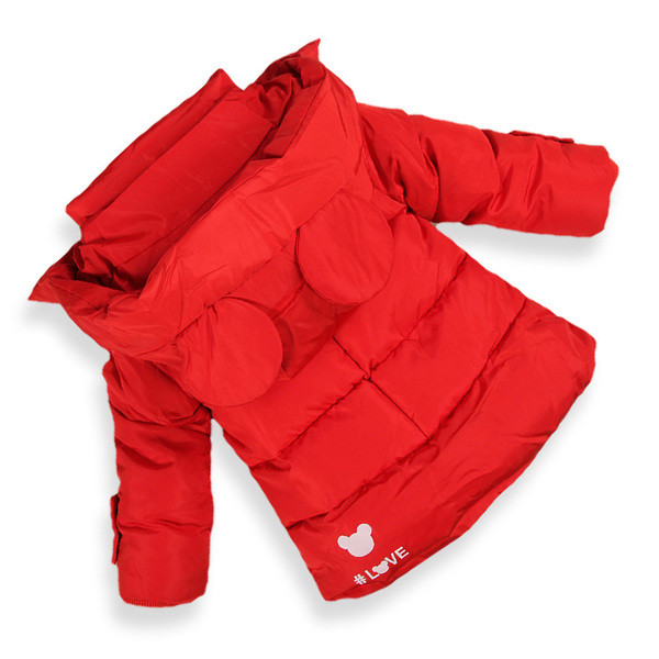 Geaca de iarna pentru copii pentru fete cu element 3D pe gluga - trei culori