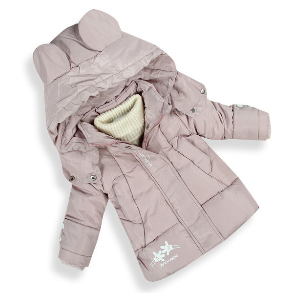 Geaca de iarna pentru copii pentru fete cu element 3D pe gluga - trei culori