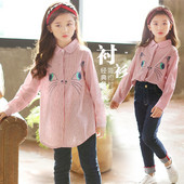 Дълга детска риза с бродерия за момичета