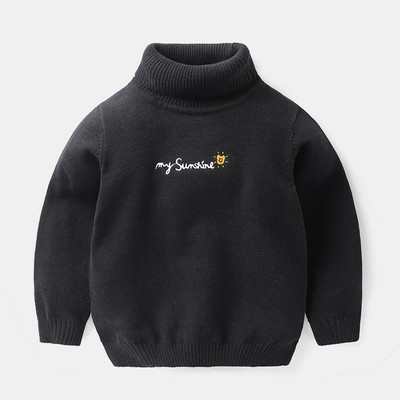 Стилен детски пуловер с висока яка за момчета в четири цвята