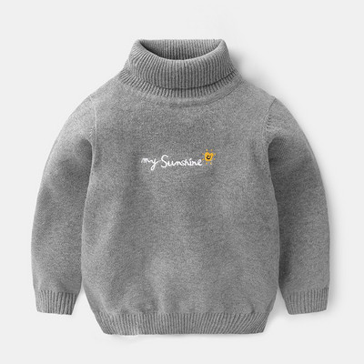 Стилен детски пуловер с висока яка за момчета в четири цвята