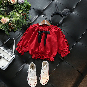 Μοντέρνα παιδική μπλούζα με κορδέλα σε δύο χρώματα