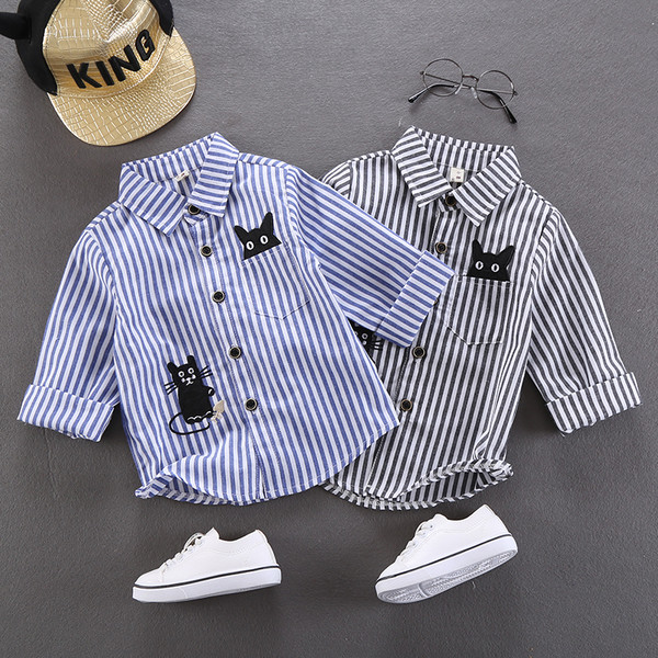 Детска раирана риза с апликация в два цвята