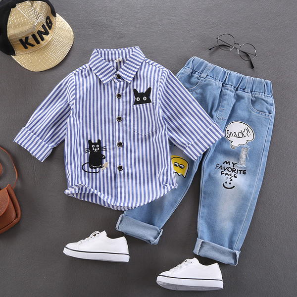 Детска раирана риза с апликация в два цвята