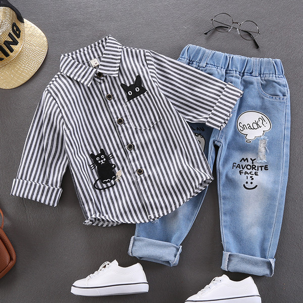 Детска раирана риза с апликация в два цвята