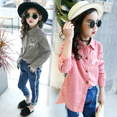 Детска риза за момичета с бродерия в два цвята