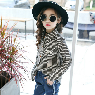 Детска риза за момичета с бродерия в два цвята