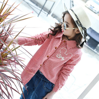 Детска риза за момичета с бродерия в два цвята