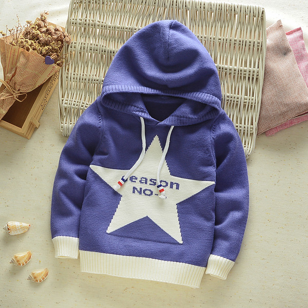 Детски зимен суичър със звезда за момчета в три цвята