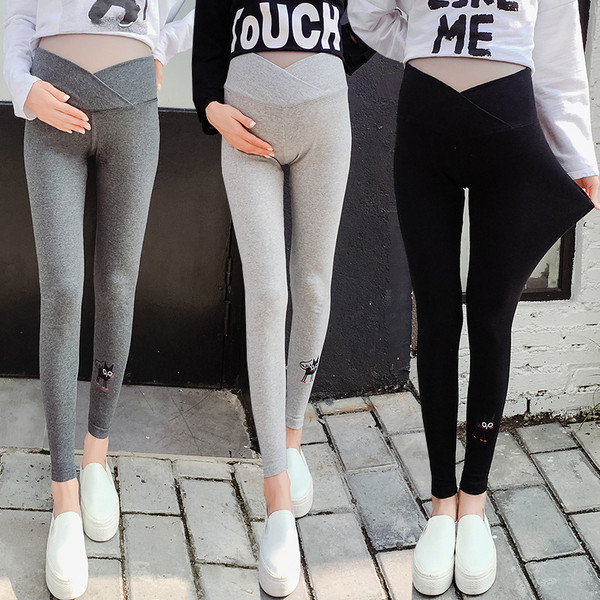 Βαμβακερό κολάν  για έγκυες γυναίκες με κεντήματα σε τρία χρώματα