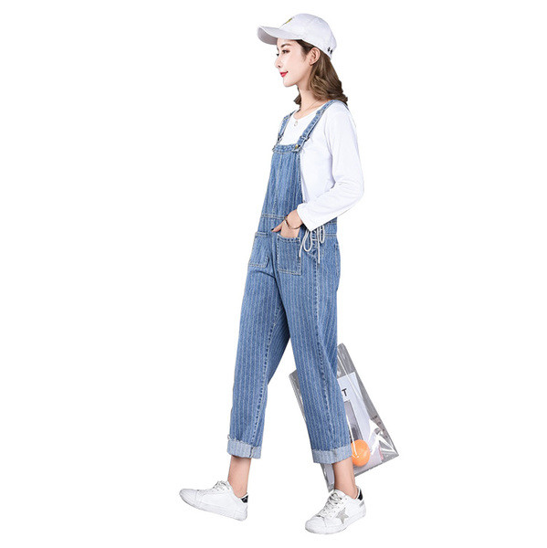 Раиран гащеризон за бременни жени с връзки в син цвят