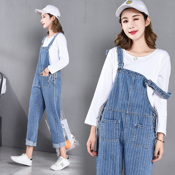 Раиран гащеризон за бременни жени с връзки в син цвят