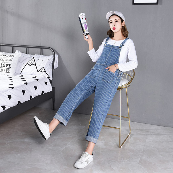 Раиран гащеризон за бременни жени с връзки в син цвят