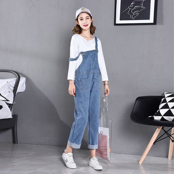 Раиран гащеризон за бременни жени с връзки в син цвят