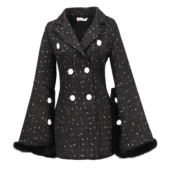 HIT Palton elegant de damă, cu decolteu în V și mâneci largi