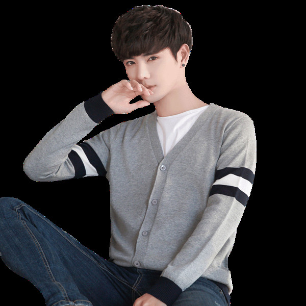 Μοντέρνα ανδρική ζακέτα με ντεκολτέ σε σχήμα V σε τρία χρώματα