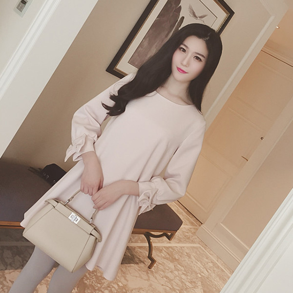 Дълга блуза за бременни жени с панделки в два цвята